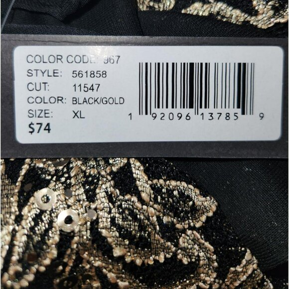NWT ONYX NITE FORMAL GOLD & BLACK WOMEN'S TOP, FULLY LINED, BRAND NEW WITH TAGS. - Picture 4 of 5